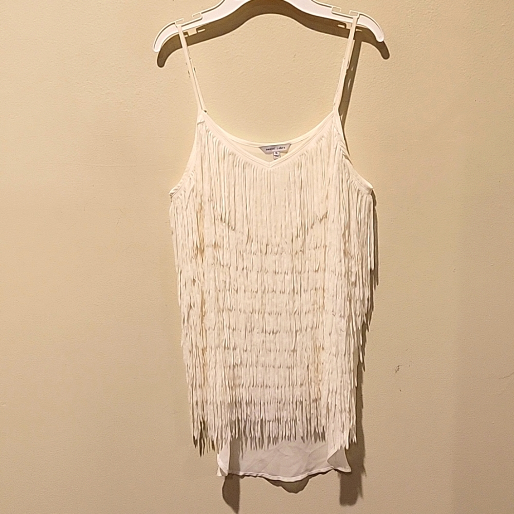 Naked Zebra Cream Fringe Tank Top